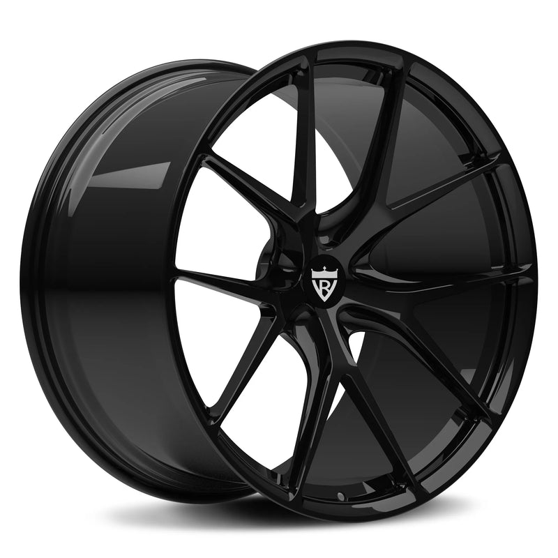 RV-MF11 AMG GT 63 monoblock wheel in gloss black, front three-quarter view