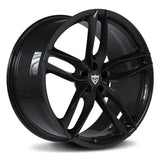 RVRN RV-MF12 McLaren 750S gloss black wheel featuring custom forged 1-piece construction, a clean 5-spoke layout, lightweight performance design and tailored wheel fitment.