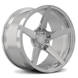 RVRN RV-MF14 forged 5 spoke wheels in polished aluminum finish with deep concave architecture for Bentley Continental GT luxury performance builds