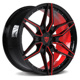 Black and red forged Ford F150 custom wheels RV-MF151 lightweight 6 lug performance wheel setup