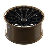 RVRN RV-MG03 1-piece concave forged wheel showing the gloss black and bronze finish from above