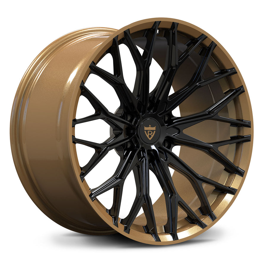 RVRN RV-MG03 concave forged wheel with gloss black spokes and a gloss bronze outer finish