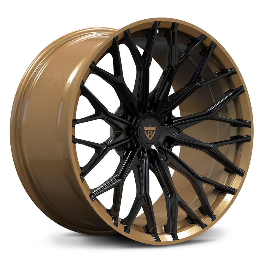 RVRN RV-MG03 gloss black and gloss bronze concave forged wheel for a custom GMC Sierra 1500 build