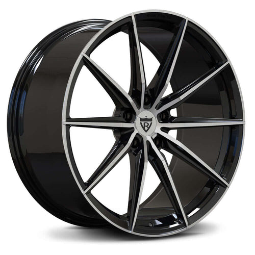 RVRN RV-MJ02 forged 10 spoke concave wheels for Audi RS5 with black and polished finish, custom performance design