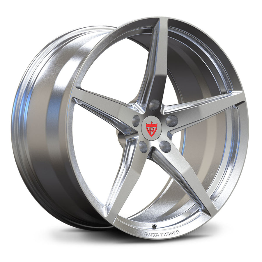 RVRN RV-ML01 custom forged 5 spoke Lamborghini Temerario rims in gloss silver finish, lightweight performance wheel with precision engineered exotic car fitment