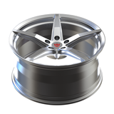 Gloss silver RV-ML01 forged wheel for Ferrari 296 GTB inspired applications featuring custom 5 spoke performance design