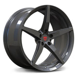 Gunmetal gray RVRN RV-ML01 Lamborghini Temerario rims featuring forged aluminum construction and aggressive 5 spoke styling