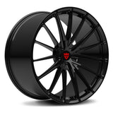 RVRN RV-MP59 Porsche 911 black forged multi-spoke wheel featuring a clean, refined design and lightweight 1-piece construction, with customizable sizing, offset and fitment options for a tailored performance build.