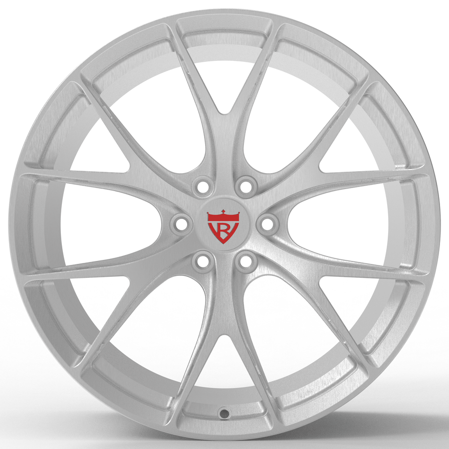 RVRN RV-MR01 custom forged 6-lug Y spoke wheels in brushed aluminum designed for Chevrolet Corvette C7 ZR1 performance fitmen