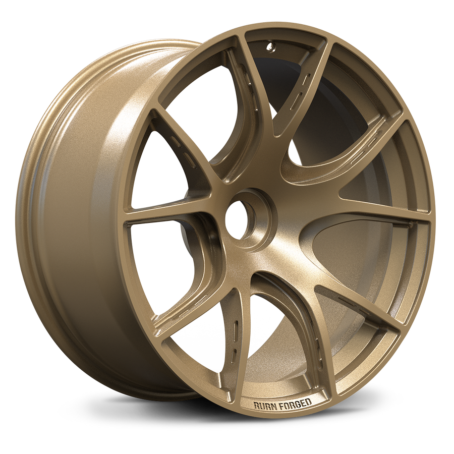 RV-MR01 forged center lock style Y-spoke wheel matte gold finish transparent background