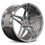 Custom forged 1-piece 5-star wheels showcasing sleek chrome finish, designed for Porsche Panamera aftermarket compatibility.