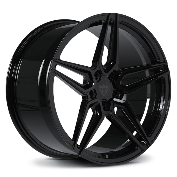 Custom forged 5 star black alloy wheel for Lexus IS350, designed for optimal brake clearance and style.