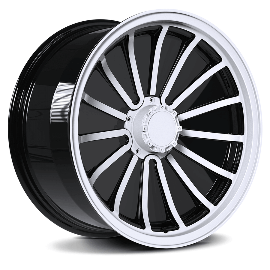 RVRN RV-MR04 forged multi spoke rims for RAM 1500 featuring custom fitment and premium black and polish finish