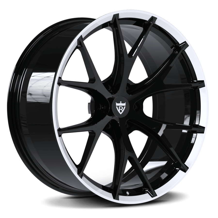 RVRN RV-MR05 custom forged Y spoke Dodge Ram wheels in black and white finish, premium 6 lug wheels designed for Ram 1500 truck builds