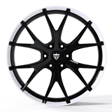 RVRN RV-MR05 custom Dodge rims with black and white finish, lightweight forged Y spoke wheels for modern Ram truck applications
