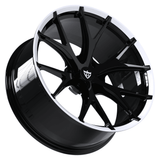 RVRN RV-MR05 black and white Ram 1500 rims featuring custom forged monoblock construction and aggressive Y spoke wheel styling