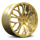 RVRN RV-MR09 forged Y spoke BMW M4 wheels in gold, custom 1-piece lightweight performance wheel design with customized sizing, offset and precise fitment