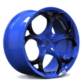 Tesla Model S rims by RVRN Wheels featuring custom forged blue finish and lightweight performance-focused engineering