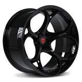 Black Tesla rims by RVRN Wheels featuring RV-MS016 forged monoblock construction and custom performance styling