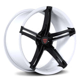 Custom forged 5 spoke wheel in black and white, suitable for Audi vehicles and designed for optimal performance.