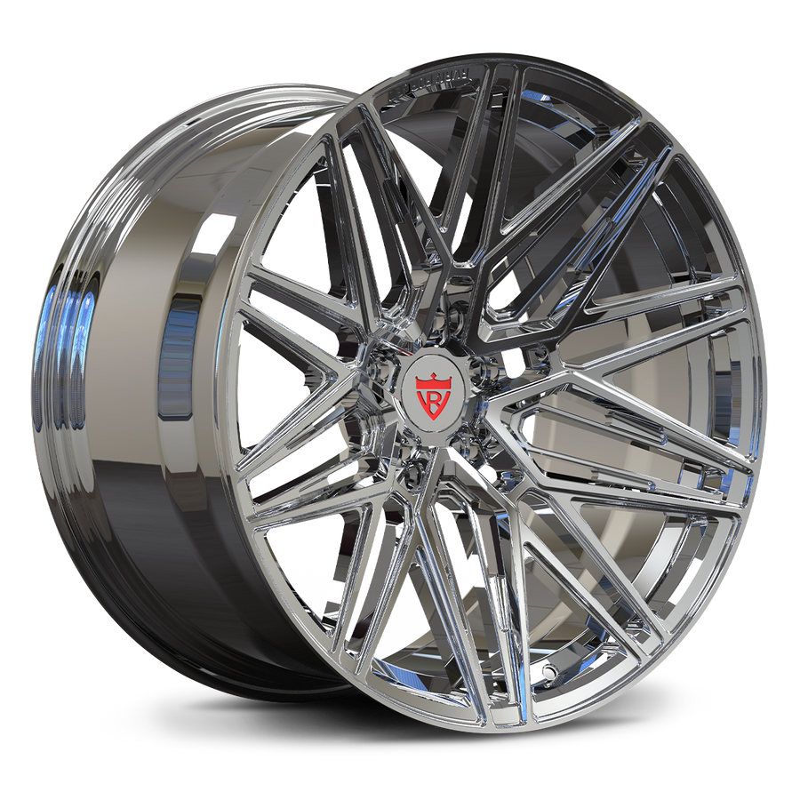 RV-MS808 forged deep concave wheel chrome finish transparent background