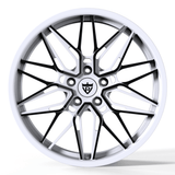 RVRN RV-MS808 forged Y spoke wheel with white and black finish, custom performance wheel styling for McLaren 720S