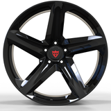 Custom black RV-MT02 forged 5 spoke wheel engineered for BMW M4 fitment with lightweight forged construction and aggressive stance