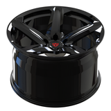 Black RV-MT02 Corvette forged wheel showcasing clean 5 spoke architecture and custom forged monoblock manufacturing