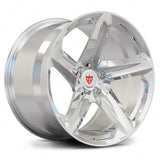 Polished McLaren 720S forged wheel featuring RV-MT02 custom 5 spoke architecture, forged aluminum construction and bespoke fitment solutions