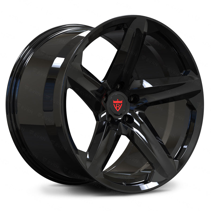 Black RVRN RV-MT02 forged 5 spoke wheel inspired by modern supercar styling and commonly configured for McLaren 720S applications