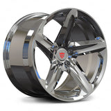 Chrome RV-MT02 forged 5 spoke wheel for Porsche 911 inspired builds featuring custom sizing and premium forged wheel technology