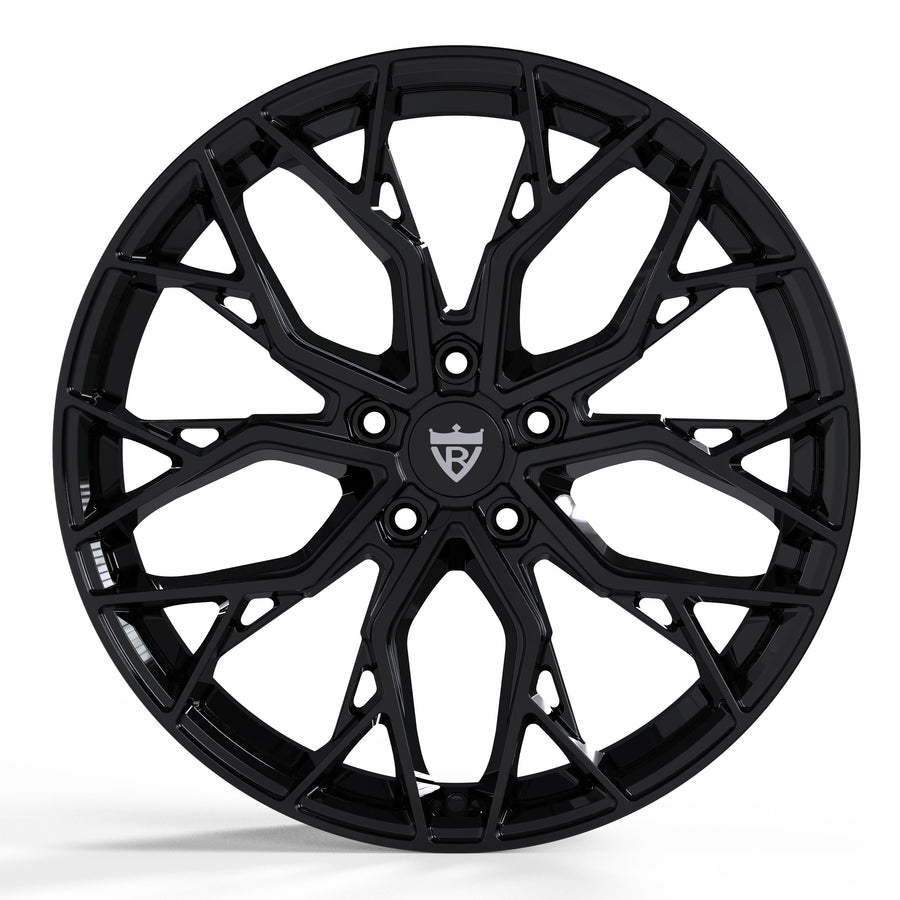 RVRN RV-MV01 forged black wheels with precision machined monoblock design for Audi RS performance SUV applications and custom forged wheel projects