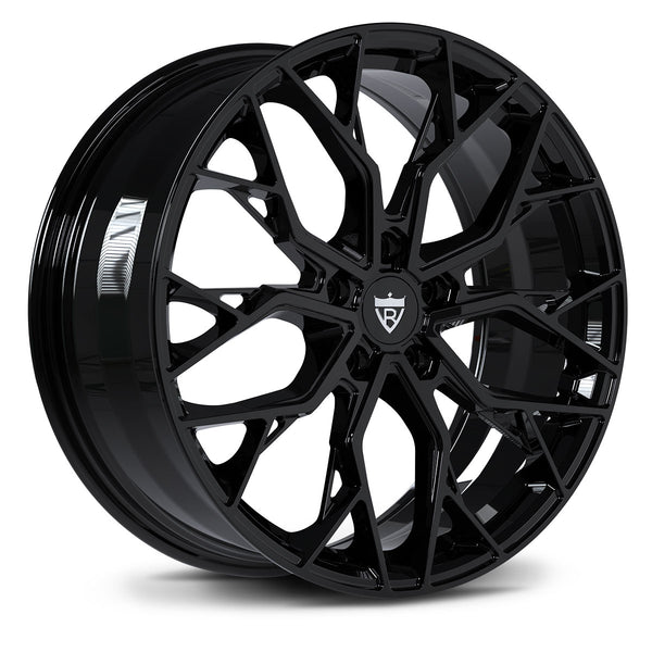 RVRN RV-MV01 custom forged black rims featuring lightweight monoblock construction designed for Lamborghini Urus style performance SUV builds and premium custom fitment