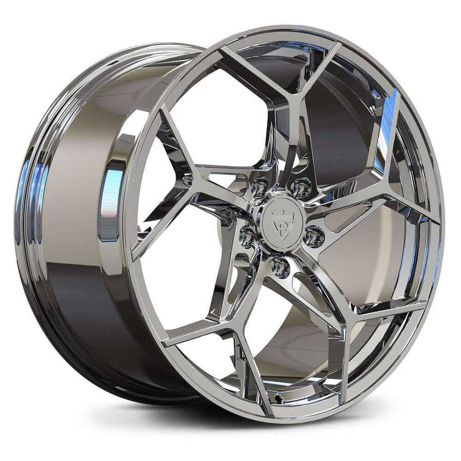 RVRN RV-MV03 chrome forged Y Spoke Corvette wheels showcasing custom forged craftsmanship and premium performance styling