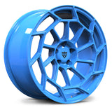 RVRN RV-S3 blue directional forged wheels for BMW M4 inspired builds, lightweight performance wheel engineered for custom fitment