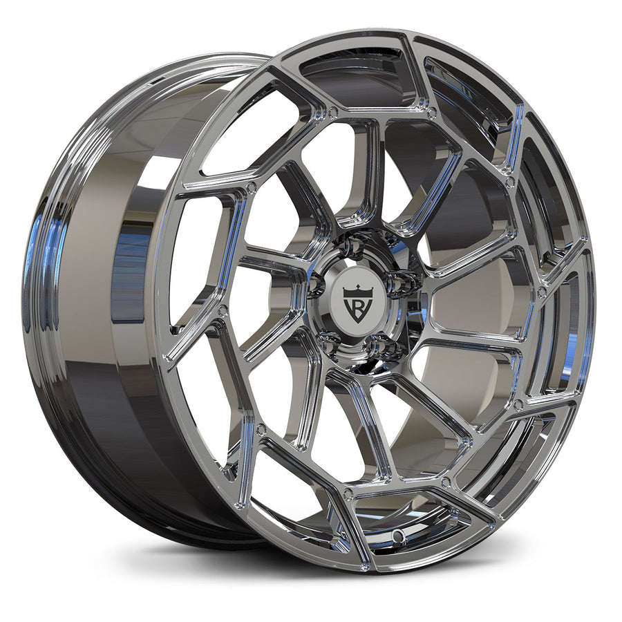RVRN RV-S3 custom forged multi spoke wheels in chrome finish for Audi performance platforms, directional wheel styling with precision forged construction