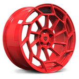 RVRN RV-S3 red forged multi spoke rims for Porsche performance cars featuring custom directional wheel architecture and premium forged construction