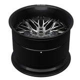 Deep dish face-up view of RV-T081 CF carbon fiber wheel with chrome finish