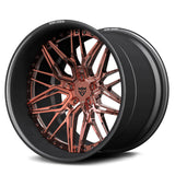 RV-T081 CF fully custom carbon fiber two-piece deep dish wheel with polished rose gold spokes