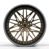 RV-T081 CF real carbon fiber two-piece deep dish wheel with matte bronze and black logo front view