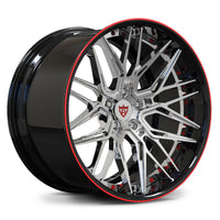RVRN RV-T081 deep dish forged wheels corvette multi spoke black with chrome finish premium custom build