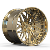 RVRN RV-T081 frozen gold deep dish forged wheel, lightweight custom 3-piece wheel engineered for Lamborghini supercar projects