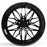 RVRN RV-T081 custom Challenger rims featuring deep dish step lip wheels in black finish for 2023 Dodge Challenger