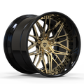 RVRN RV-T081 deep dish forged wheel with gold and black finish, custom 3-piece wheel solution for Corvette performance vehicle builds