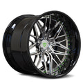  Custom forged black and chrome Jeep Wrangler wheels with deep dish styling.