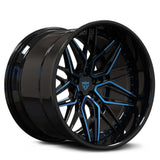 forged challenger wheels RV-T081 custom forged 2-piece deep lip black and blue rims series-20x11 setup available-best forged wheels for your hellcat 