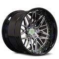 RVRN RV-T081 Chrome Spoke and Gloss Black Barrel forged wheels for Dodge Challenger, custom deep dish black rim