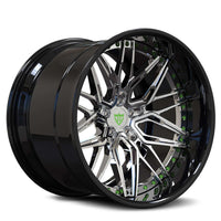 RVRN RV-T081 Chrome Spoke and Gloss Black Barrel forged wheels for Dodge Challenger, custom deep dish black rim