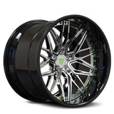 RVRN RV-T081 Chrome Spoke and Gloss Black Barrel forged wheels for Dodge Challenger, custom deep dish black rim