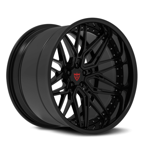 dodge challenger hellcat custom wheels, all glossy black with 20x10 and 20x11 size and deep lip style-RVRN Forged 2-Piece RV-T081 Series